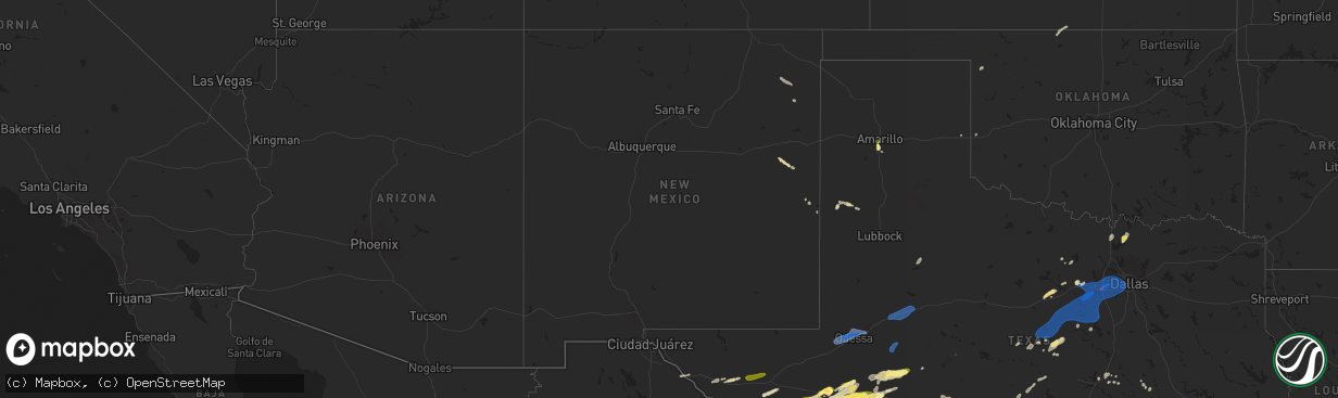 Hail map in New Mexico on October 24, 2025