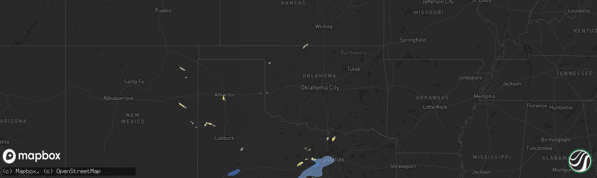 Hail map in Oklahoma on October 24, 2025