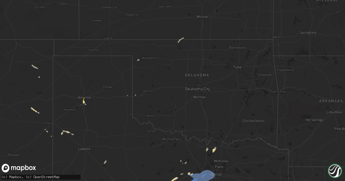 Hail map in Oklahoma on October 24, 2025