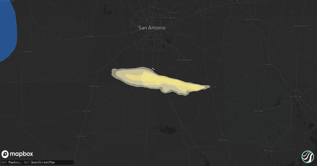 Hail map in Pleasanton, TX on October 24, 2025
