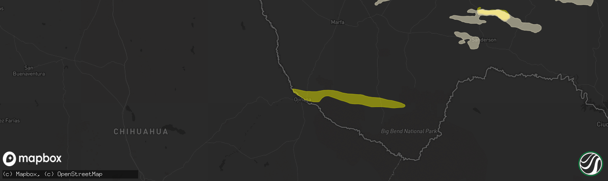 Hail map in Presidio, TX on October 24, 2025