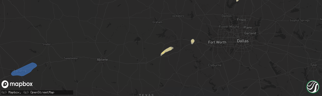 Hail map in Strawn, TX on October 24, 2025