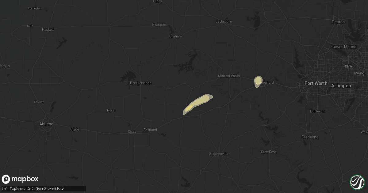 Hail map in Strawn, TX on October 24, 2025