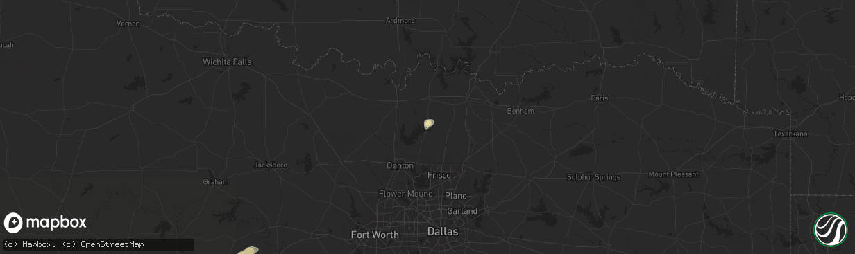 Hail map in Tioga, TX on October 24, 2025