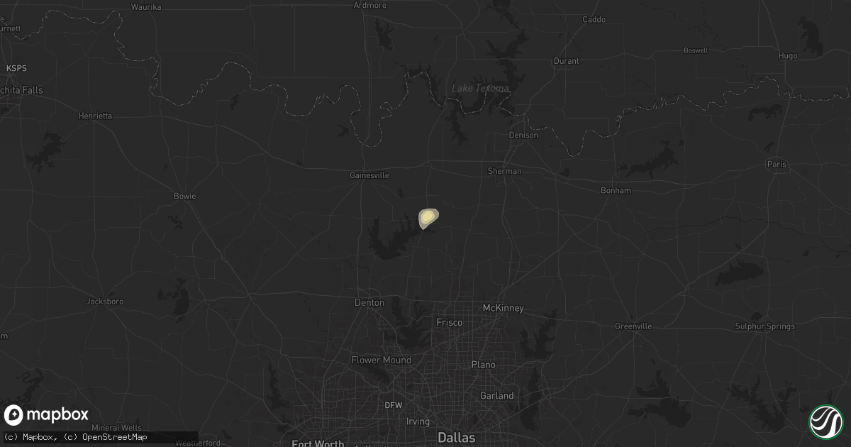 Hail map in Tioga, TX on October 24, 2025