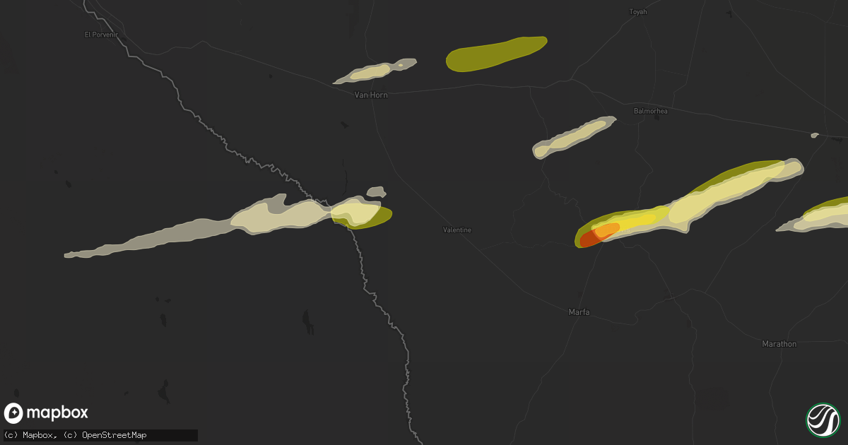 Hail map in Valentine, TX on October 24, 2025
