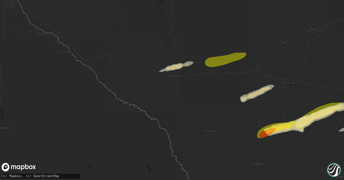 Hail map in Van Horn, TX on October 24, 2025