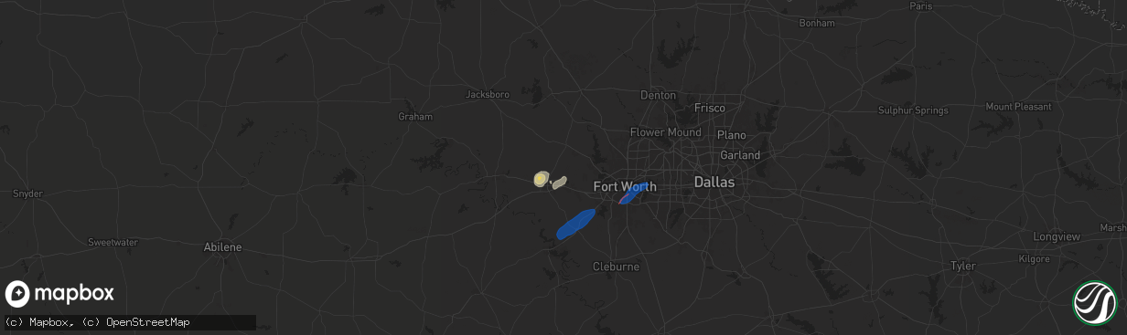 Hail map in Weatherford, TX on October 24, 2025