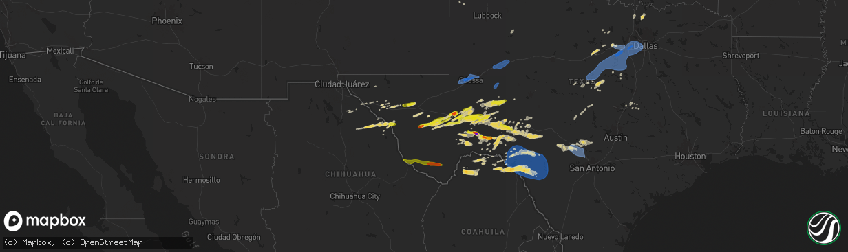 Hail map on October 24, 2025