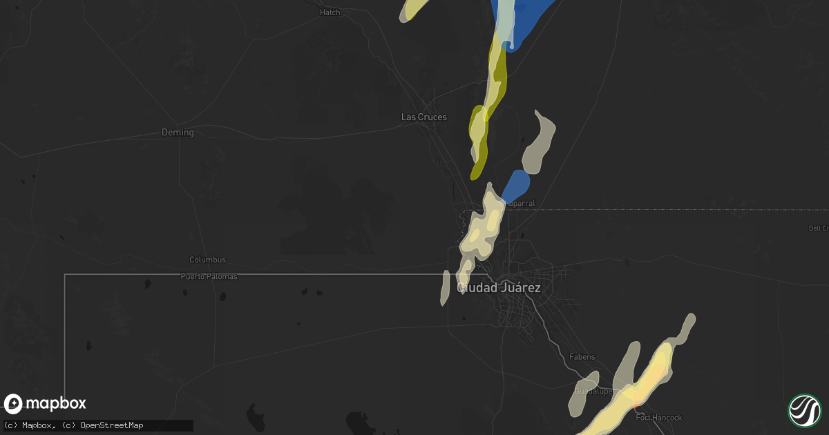 Hail map in Anthony, NM on October 24, 2026