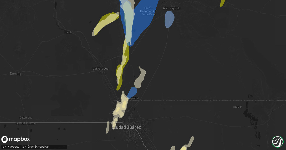 Hail map in Chaparral, NM on October 24, 2026