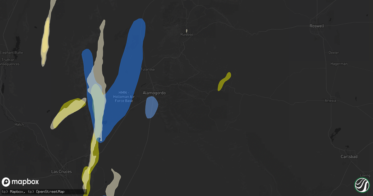 Hail map in Cloudcroft, NM on October 24, 2026