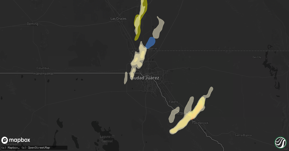 Hail map in El Paso, TX on October 24, 2026