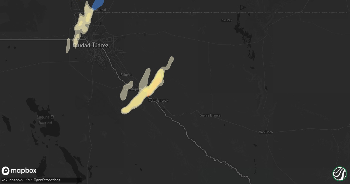 Hail map in Fort Hancock, TX on October 24, 2026