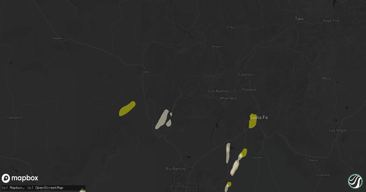 Hail map in Jemez Springs, NM on October 24, 2026