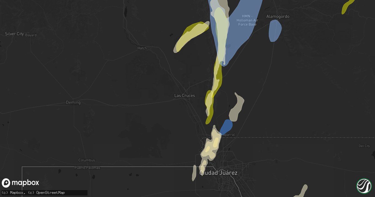 Hail map in Las Cruces, NM on October 24, 2026