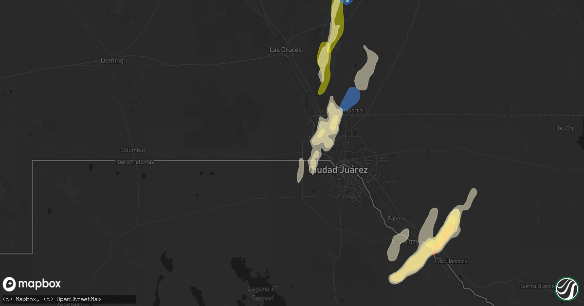 Hail map in Santa Teresa, NM on October 24, 2026