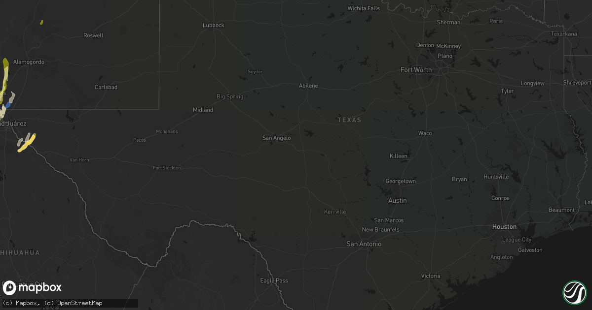 Hail map in Texas on October 24, 2026