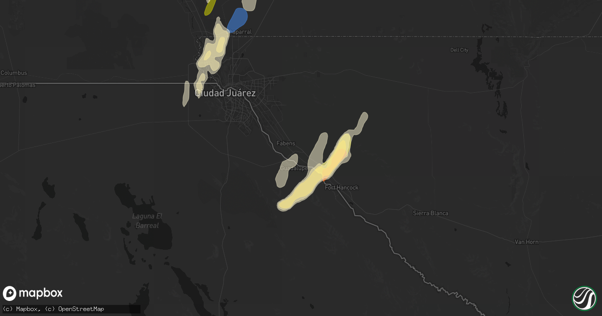 Hail map in Tornillo, TX on October 24, 2026
