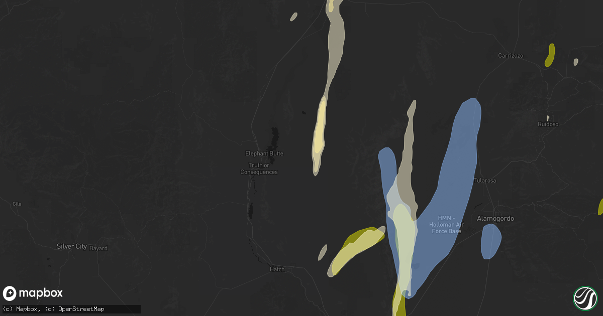 Hail map in Truth Or Consequences, NM on October 24, 2026