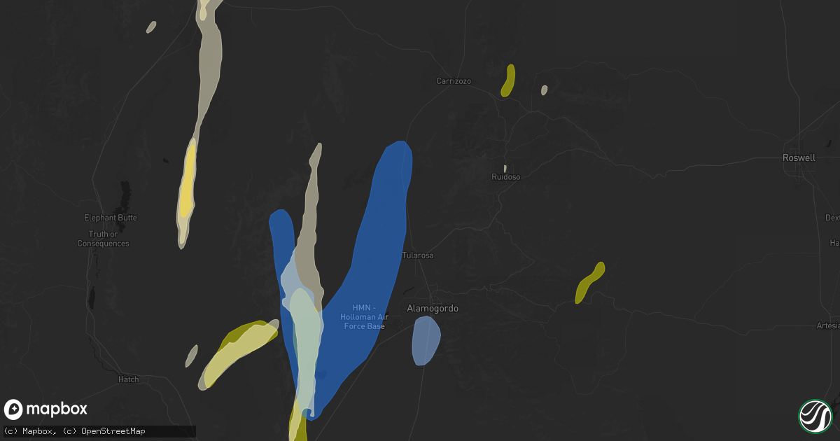 Hail map in Tularosa, NM on October 24, 2026