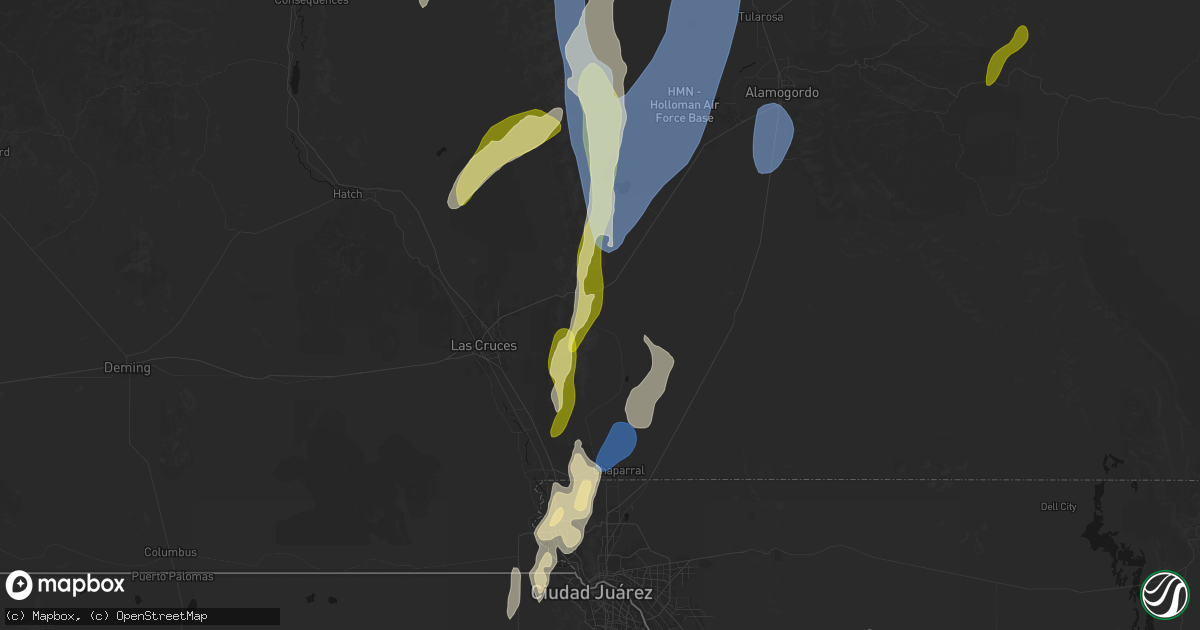Hail map in White Sands Missile Range, NM on October 24, 2026