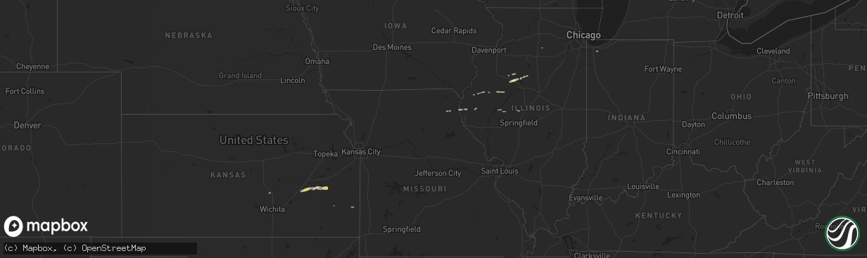 Hail map in Missouri on October 25, 2011