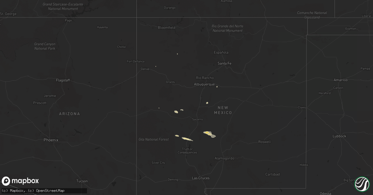 Hail map in New Mexico on October 25, 2013