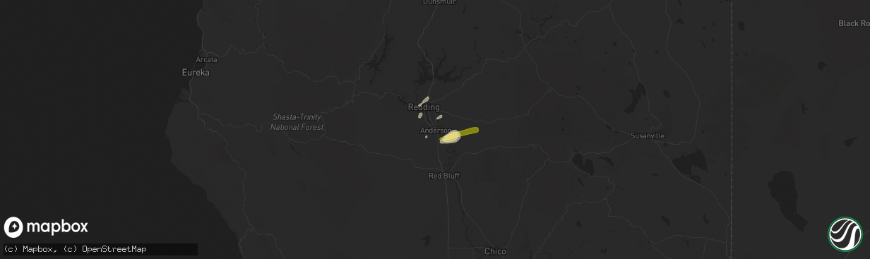 Hail map in Anderson, CA on October 25, 2014