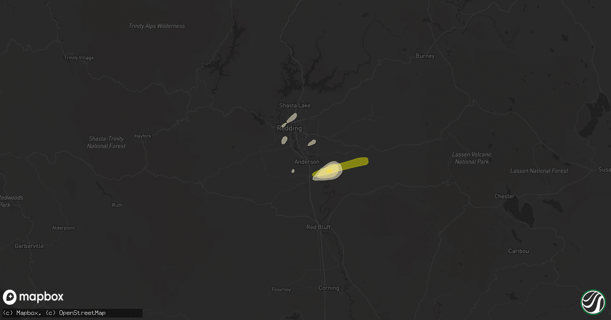 Hail map in Anderson, CA on October 25, 2014