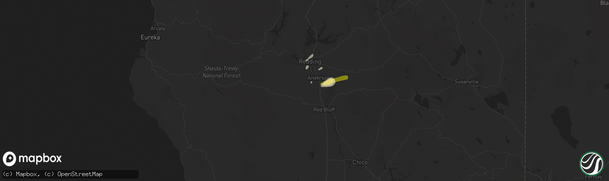 Hail map in Cottonwood, CA on October 25, 2014