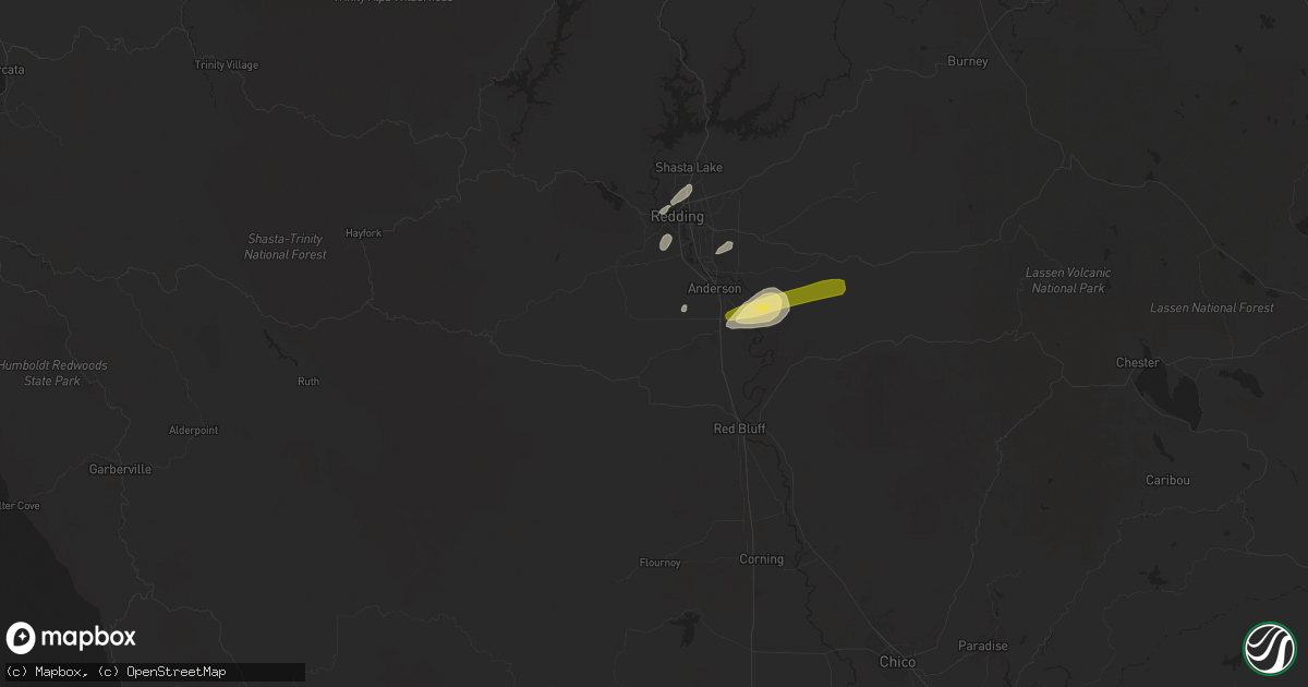Hail map in Cottonwood, CA on October 25, 2014