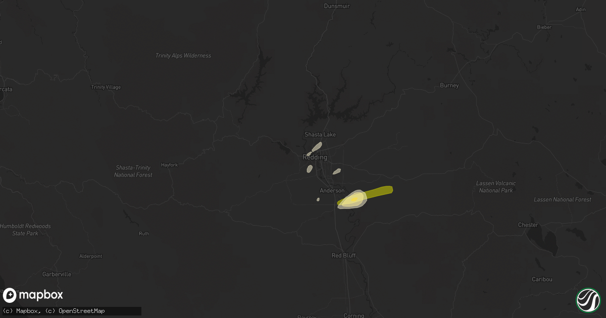 Hail map in Redding, CA on October 25, 2014