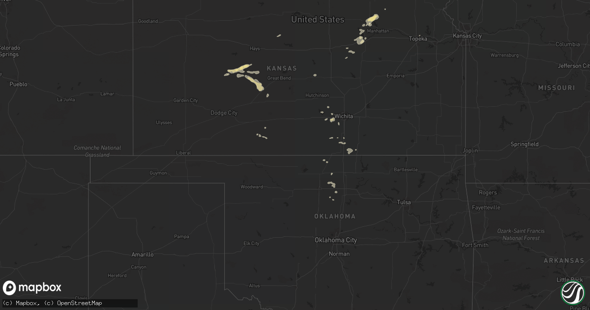 Hail map in Kansas on October 25, 2016