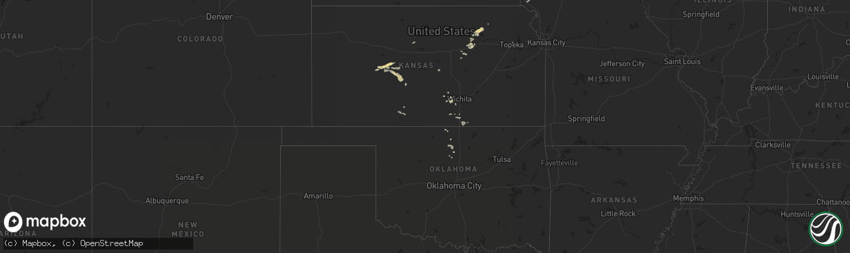 Hail map in Texas on October 25, 2016