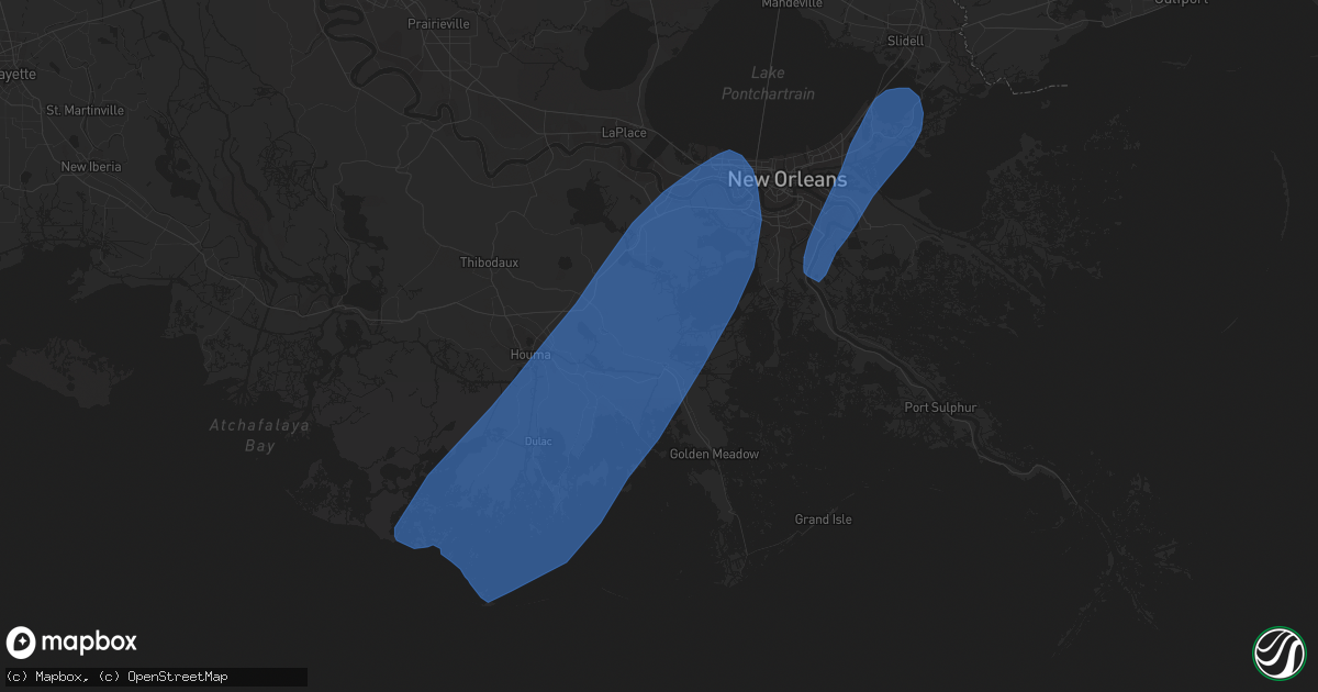 Hail map in Chalmette, LA on October 25, 2019
