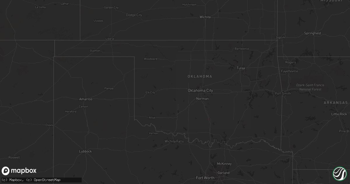 Hail map in Oklahoma on October 25, 2023
