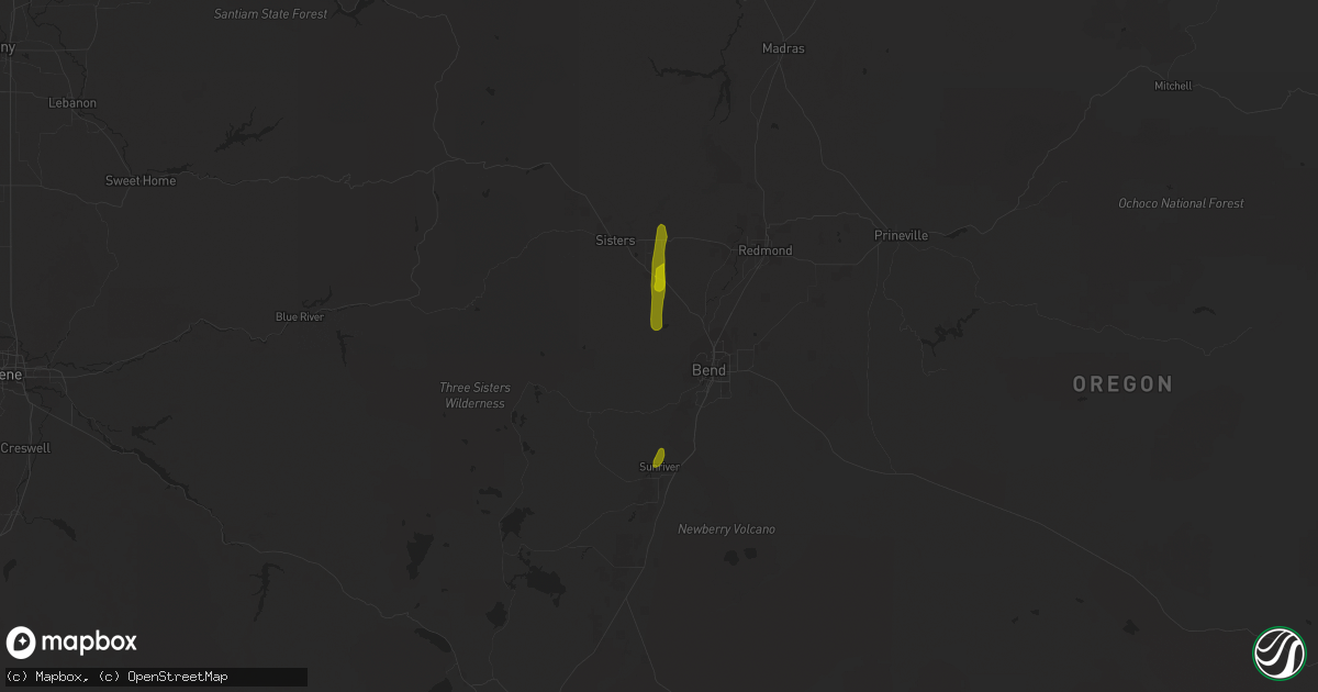 Hail map in Sisters, OR on October 25, 2023