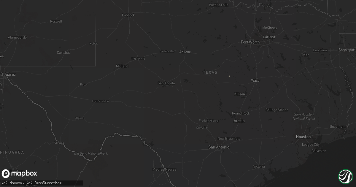 Hail map in Texas on October 25, 2023