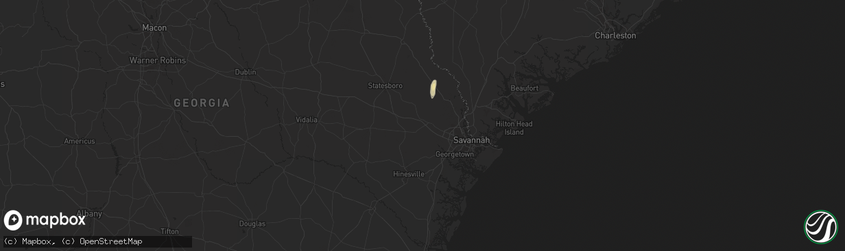 Hail map in Ellabell, GA on October 25, 2024