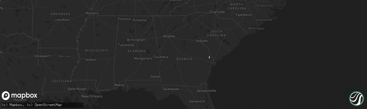 Hail map in Georgia on October 25, 2024