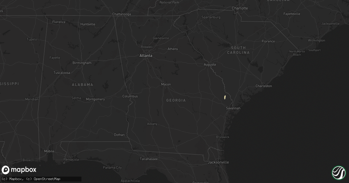 Hail map in Georgia on October 25, 2024
