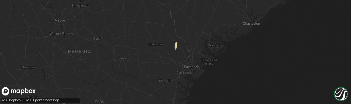 Hail map in Guyton, GA on October 25, 2024