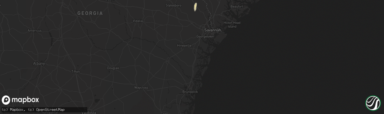 Hail map in Riceboro, GA on October 25, 2024