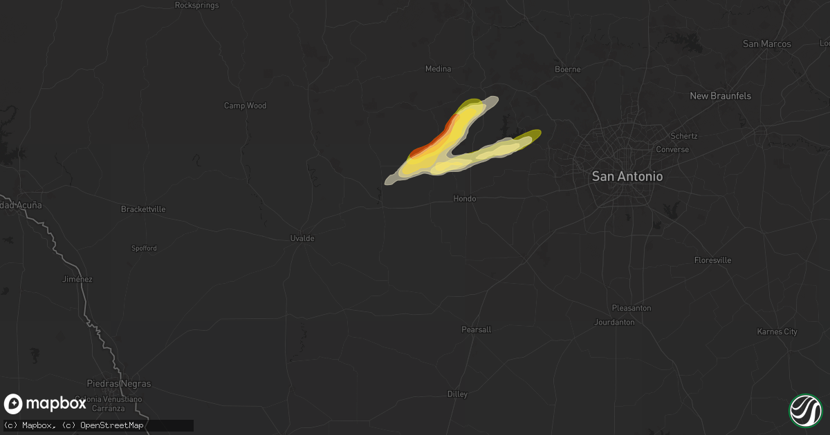 Hail map in D Hanis, TX on October 25, 2025