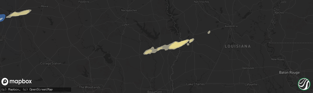 Hail map in Jasper, TX on October 25, 2025