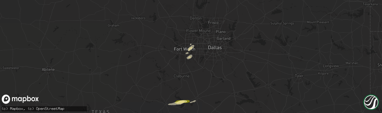 Hail map in Kennedale, TX on October 25, 2025