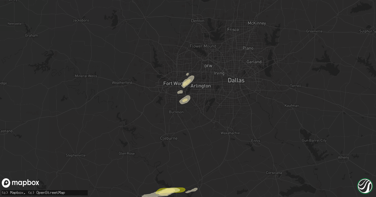 Hail map in Kennedale, TX on October 25, 2025