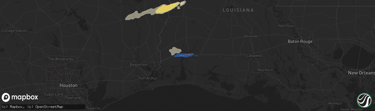 Hail map in Lake Charles, LA on October 25, 2025