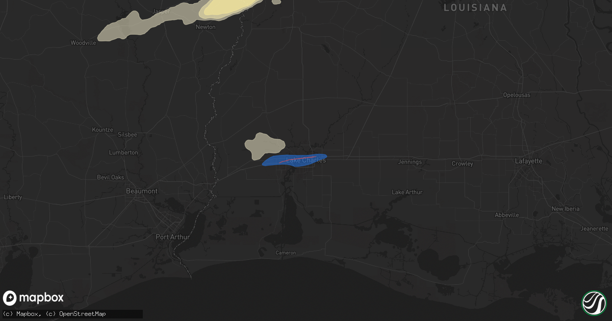 Hail map in Lake Charles, LA on October 25, 2025